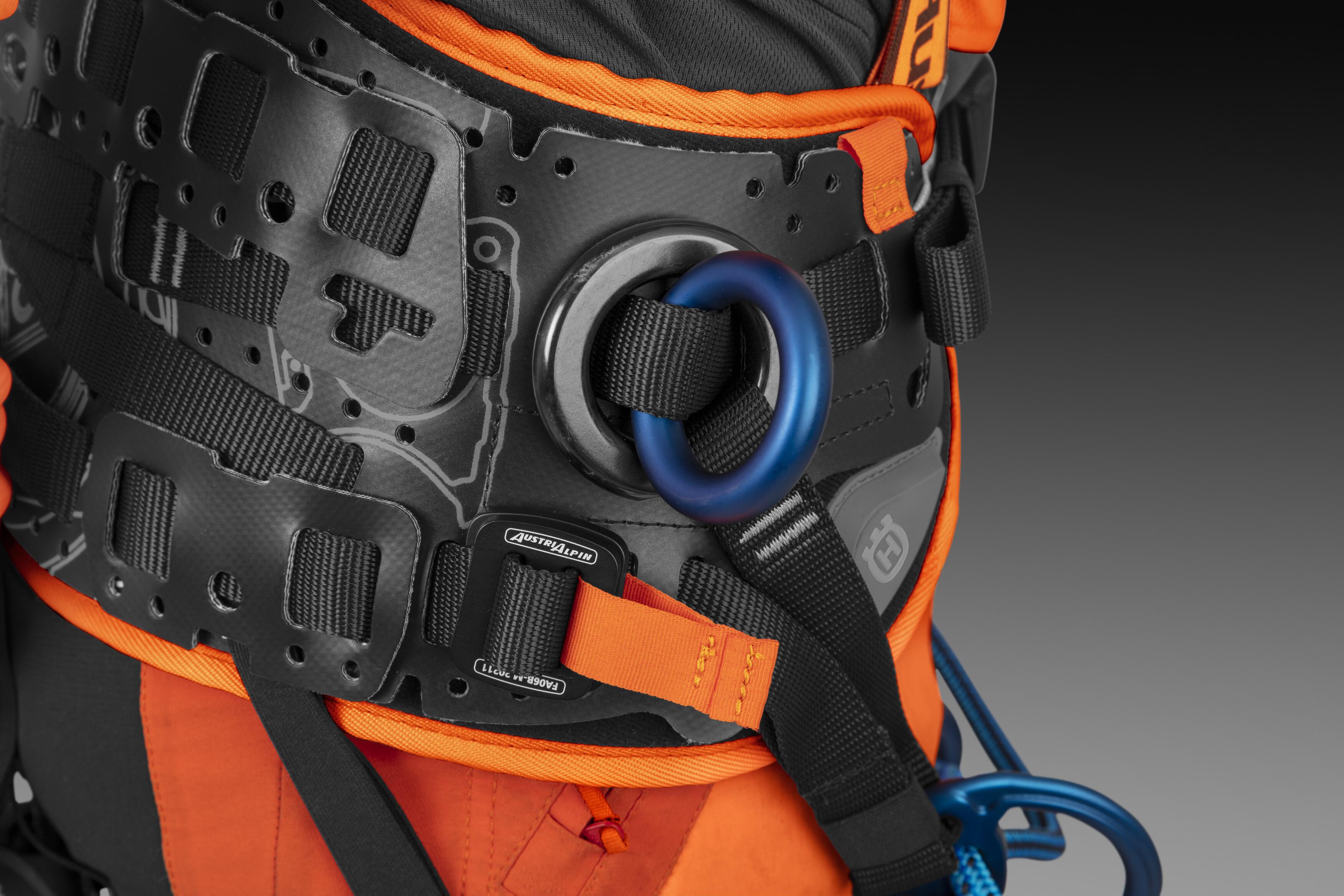 Climbing harness, Color coded attachment hardware