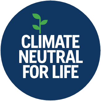 Symbol Campaign Climate Neutral - EN blue with white background
