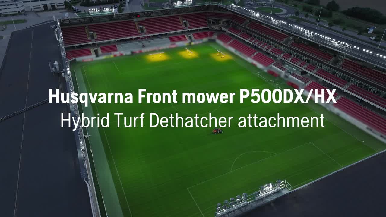 Husqvarna Front mower P500DX Hybrid Turf Dethatcher attachment 16x9 ENG master