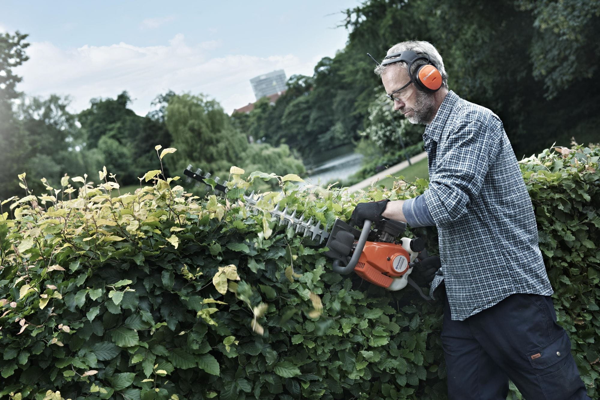 Double sided hedge trimmers