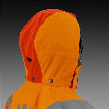 Detachable and helmet-compatible hood, Rain jacket high-vis
