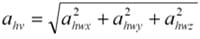 equation 1: ahw = square root of the sum of a²hwx + a²hwy + a²hwz