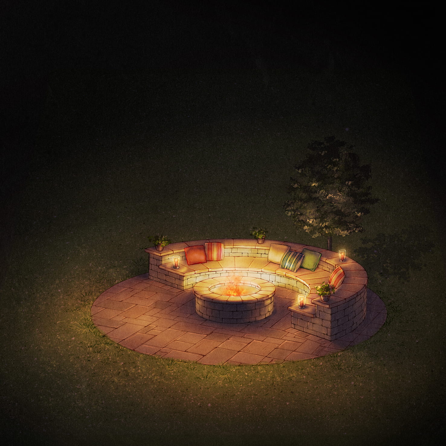 Integrated Seating Fire Pit Design
