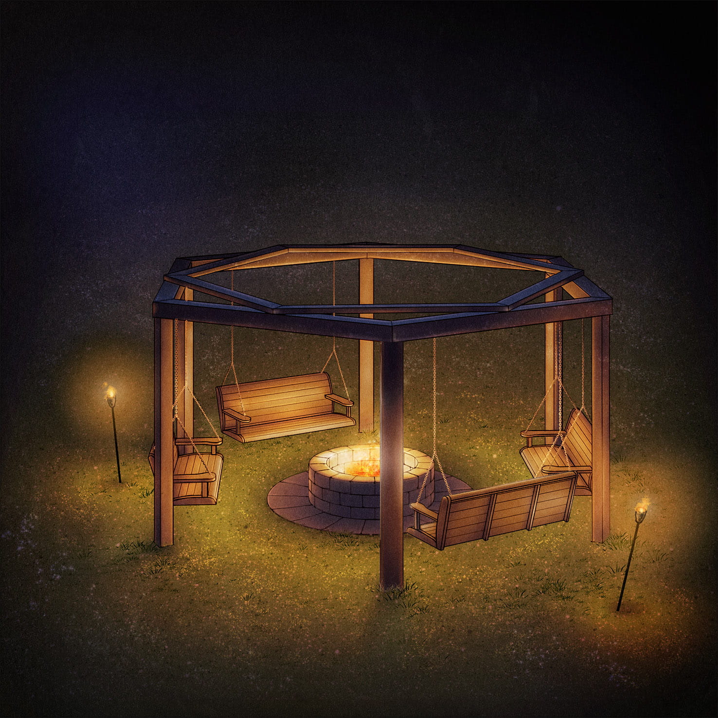 Fire Pit With Swings Design